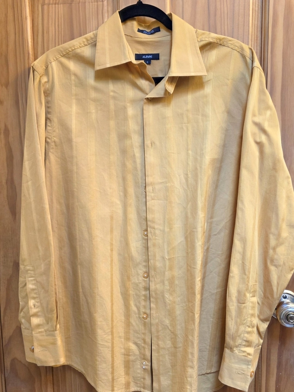 Alfani Men's Pale Yellow Long-Sleeve Dress Shirt